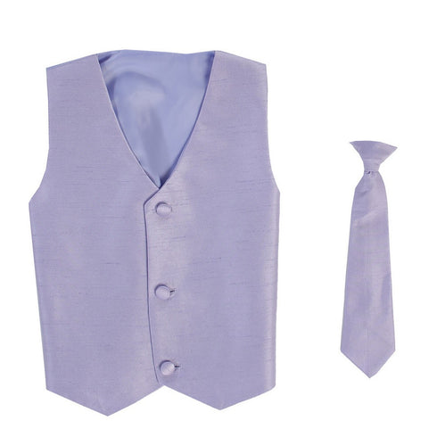 Lito Big Boys Lilac Poly Silk Vest Necktie Special Occasion Set 8-14 - SophiasStyle.com